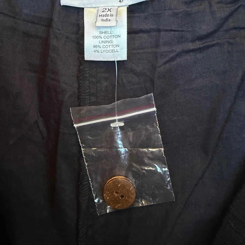 NWOT NorthStyle Black Cotton Wide-Leg Pants with Button Accents 2X - Picture 6 of 8